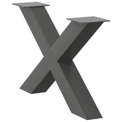 Крака за масичка за кафе, X-образни, 2 бр., антрацит, 70 x (42-43) см, стомана