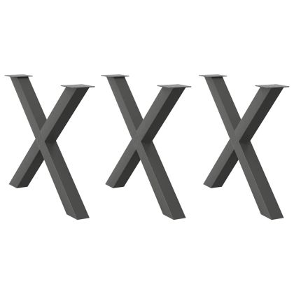 Крака за трапезна маса, X-образни, 3 бр., антрацит, 90x(72-73) см, стомана