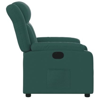 Електрически реклайнер стол, тъмнозелен, текстил