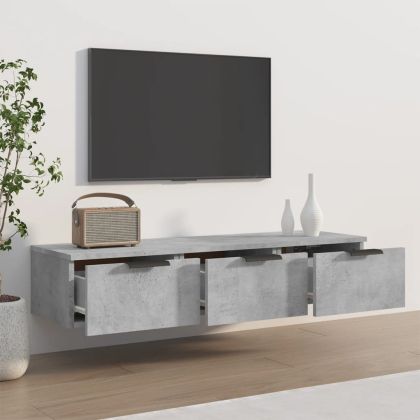 Стенен шкаф, бетонно сив, 102x30x20 см, инженерно дърво