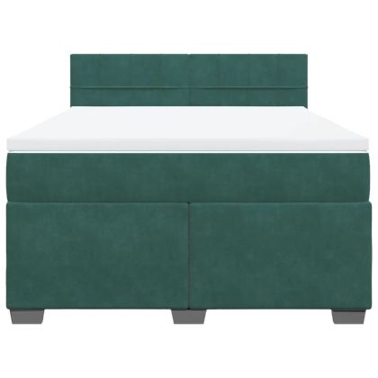 Боксспринг легло с матрак, тъмнозелено, 160x200 см, кадифе