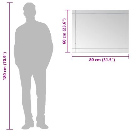 Стенно огледало, 80x60 см, стъкло