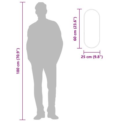Стенно огледало черно 60x25 см овално