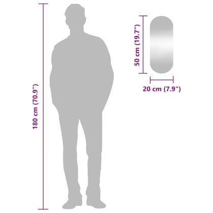 Стенно огледало 20x50 см стъкло овално