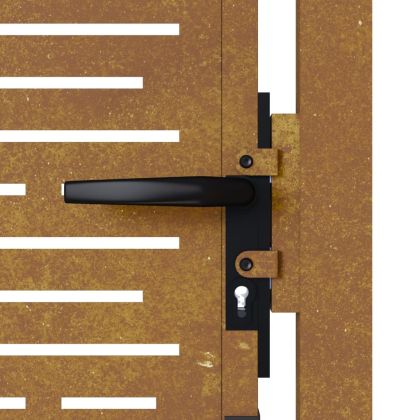 Градинска порта 100x150 см, кортенова стомана, квадратен дизайн