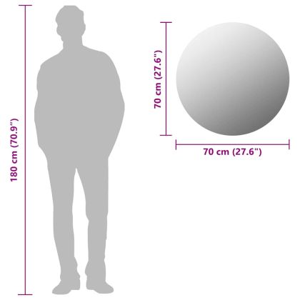 Стенно огледало, 70 см, кръгло