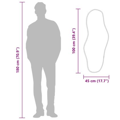 Стенно огледало, сребро, 100x45 см