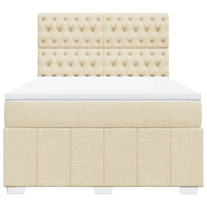 Боксспринг легло с матрак, кремава, 160x200 см, плат