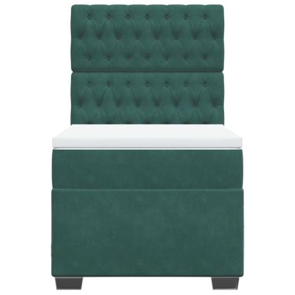 Боксспринг легло с матрак, тъмнозелено, 80x200 см, кадифе