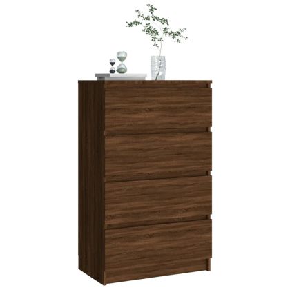Сайдборд, кафяв дъб, 60x35x98,5 см, инженерно дърво