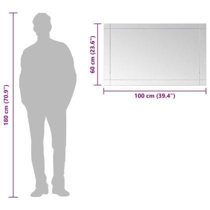 Стенно огледало, 100x60 см, стъкло