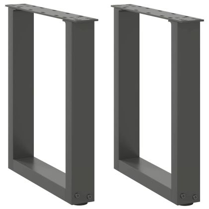 Крака за масичка за кафе, U-образни, 2 бр., антрацит, 28 x (42-43) см, стомана