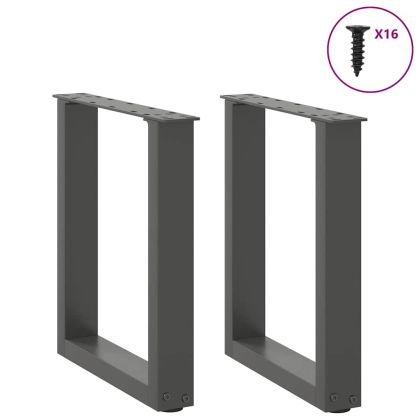 Крака за масичка за кафе, U-образни, 2 бр., антрацит, 28 x (42-43) см, стомана