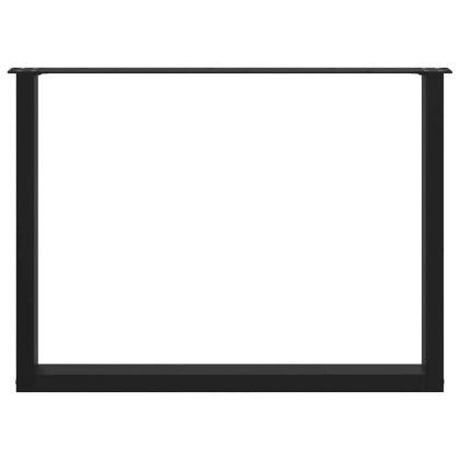 Крака за трапезна маса, U-образни, 3 бр., черни, 100 x (72-73) см, стомана