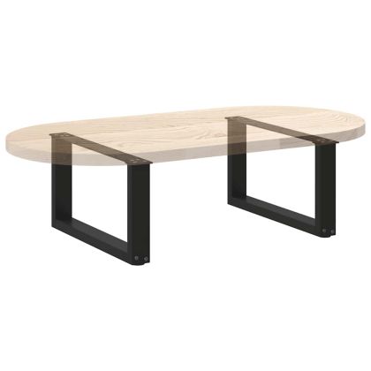 Крака за масичка за кафе, U-образни, 2 бр., черни, 70 x (30-31) см, стомана