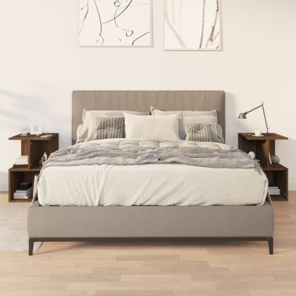 Нощно шкафче, 2 бр, кафяв дъб, 35x35x55 см, инженерно дърво