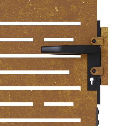 Градинска порта 85x150 см, кортенова стомана, квадратен дизайн