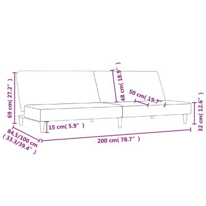 2-местно разтегателно канапе, светлосиво, текстил