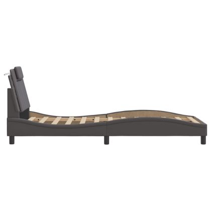 Рамка за легло Viana без матрак, сива, 90x200 см, изкуствена кожа