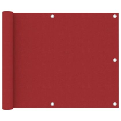 Балконски параван, червен, 75x400 см, оксфорд плат