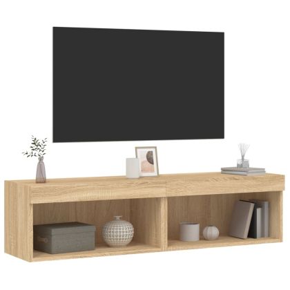 ТВ шкафове с LED осветление 2 бр дъб сонома 60x30x30 см