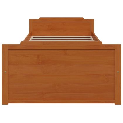 Рамка за легло с чекмеджета, меденокафява, бор масив, 90х200 см