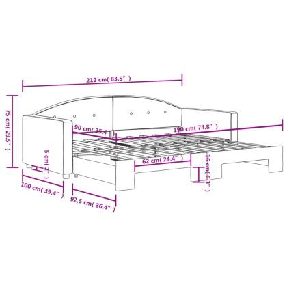 Канапе с изтеглящо легло светлосиво 90x190 см кадифе