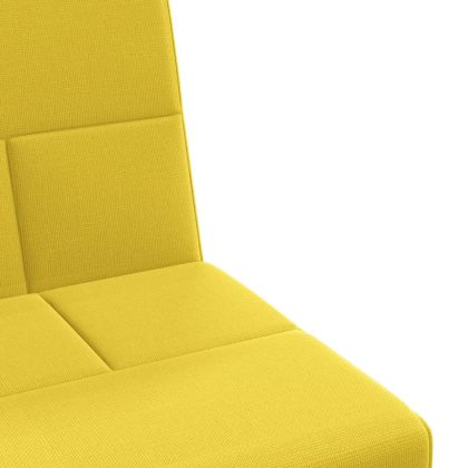 Разтегателен диван с поставки за чаши, светложълт, плат