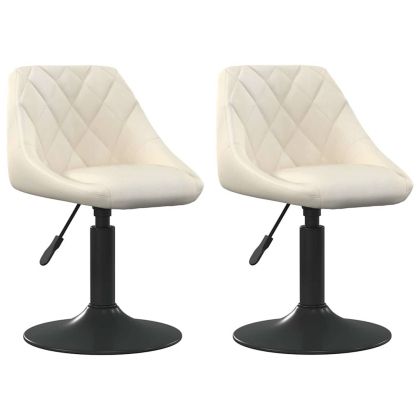 Въртящи трапезни столове, 2 бр, кремави, кадифе