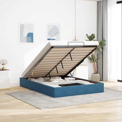 Османска рамка за легло без матрак, тъмносиня, 140x200см кадифе