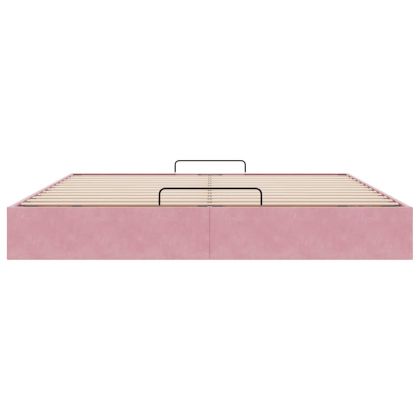 Османска рамка за легло без матрак, розова, 180x200 см, кадифе