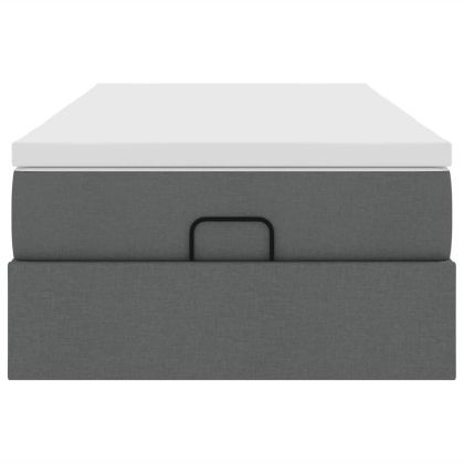 Османска легло с матрак, тъмносиво, 90x200 см, плат