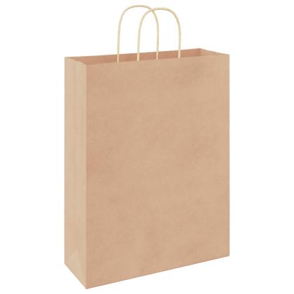 Хартиени торбички 250 бр с дръжки кафяви 32x12x42 см