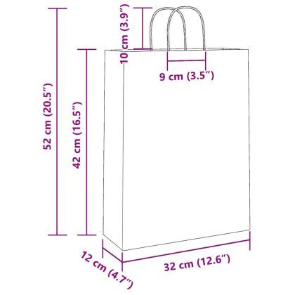 Хартиени торбички 250 бр с дръжки кафяви 32x12x42 см