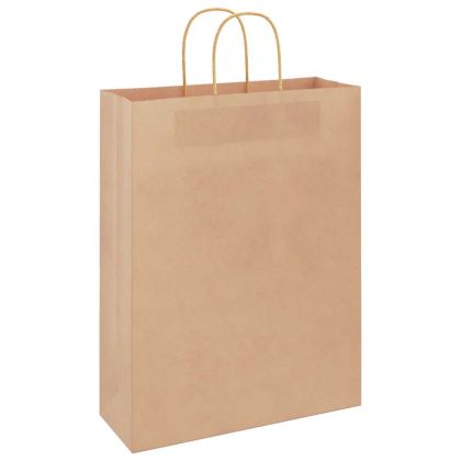 Хартиени торбички 50 бр с дръжки кафяви 32x12x42 см