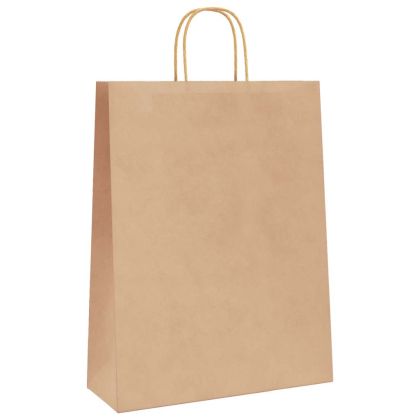 Хартиени торбички 50 бр с дръжки кафяви 32x12x42 см