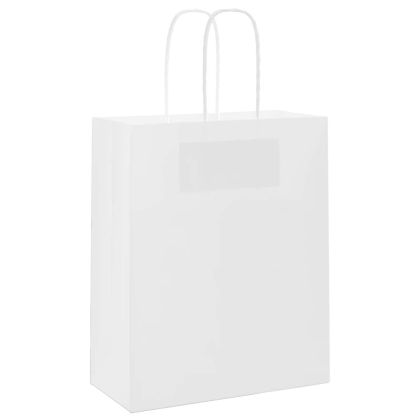 Хартиени торбички 250 бр с дръжки бели 18x8x22 см