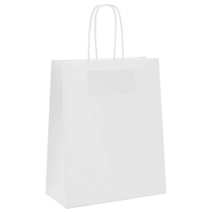 Хартиени торбички 250 бр с дръжки бели 18x8x22 см
