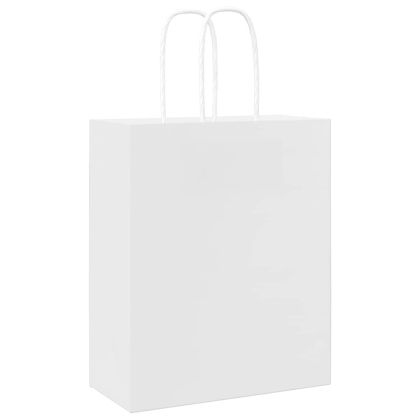 Хартиени торбички 250 бр с дръжки бели 18x8x22 см