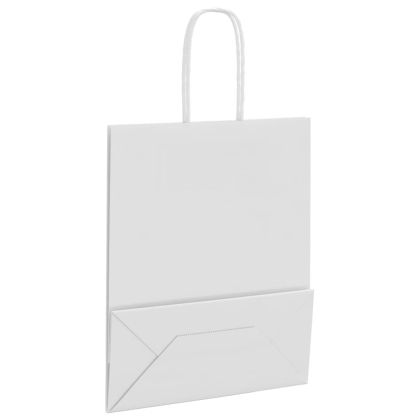 Хартиени торбички 250 бр с дръжки бели 18x8x22 см