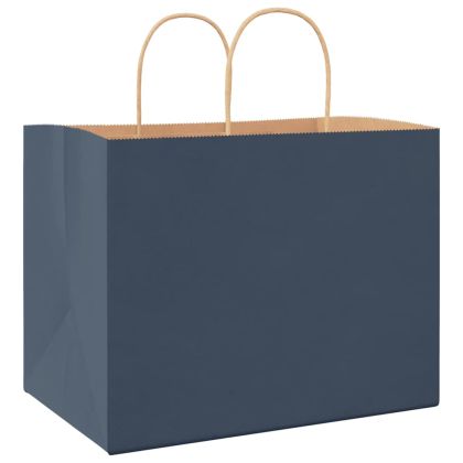 Хартиени торбички 250 бр с дръжки сини 32x22x24 см