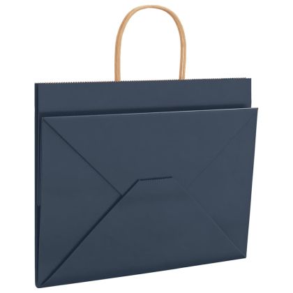Хартиени торбички 250 бр с дръжки сини 32x22x24 см