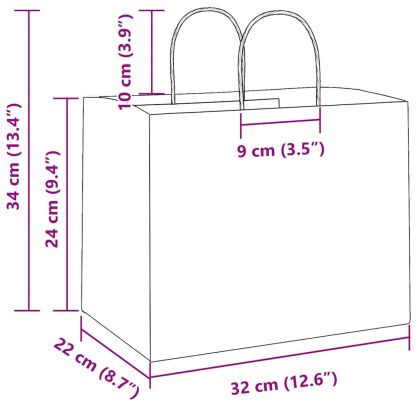 Хартиени торбички 250 бр с дръжки сини 32x22x24 см
