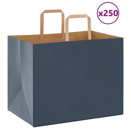 Хартиени торбички 250 бр с дръжки сини 32x22x24 см