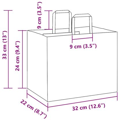 Хартиени торбички 250 бр с дръжки сини 32x22x24 см
