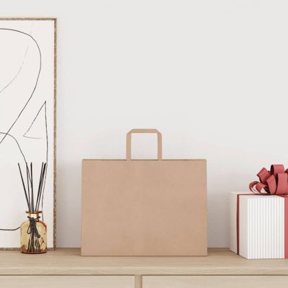 Хартиени торбички 50 бр с дръжки кафяви 32x17x25 см