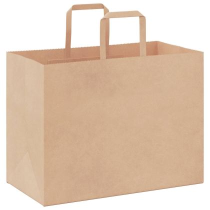 Хартиени торбички 50 бр с дръжки кафяви 32x17x25 см