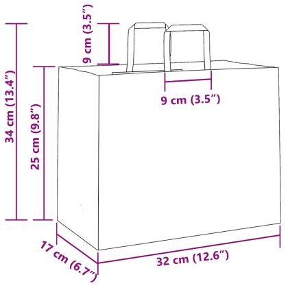 Хартиени торбички 50 бр с дръжки кафяви 32x17x25 см