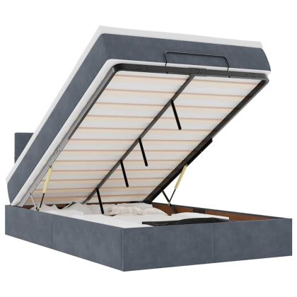 Османска легло с матрак, тъмносиво, 120x190 см, кадифе