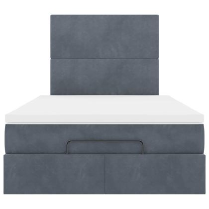 Османска легло с матраци, тъмносиво, 120x190 см, кадифе
